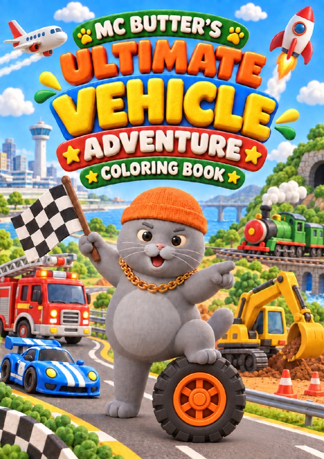 MC BUTTER's Ultimate Vehicle Adventure coloring book cover