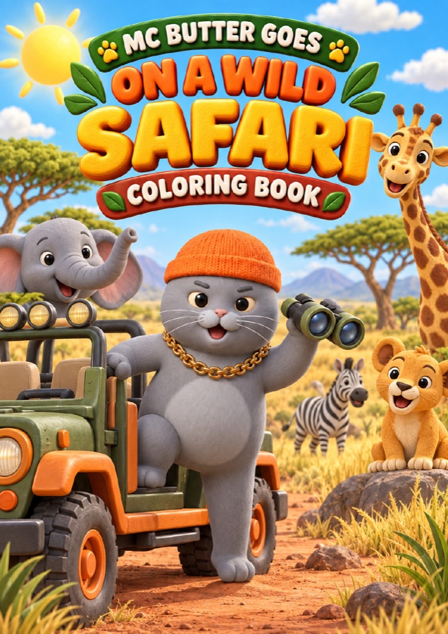 MC BUTTER Goes on a Wild Safari coloring book cover