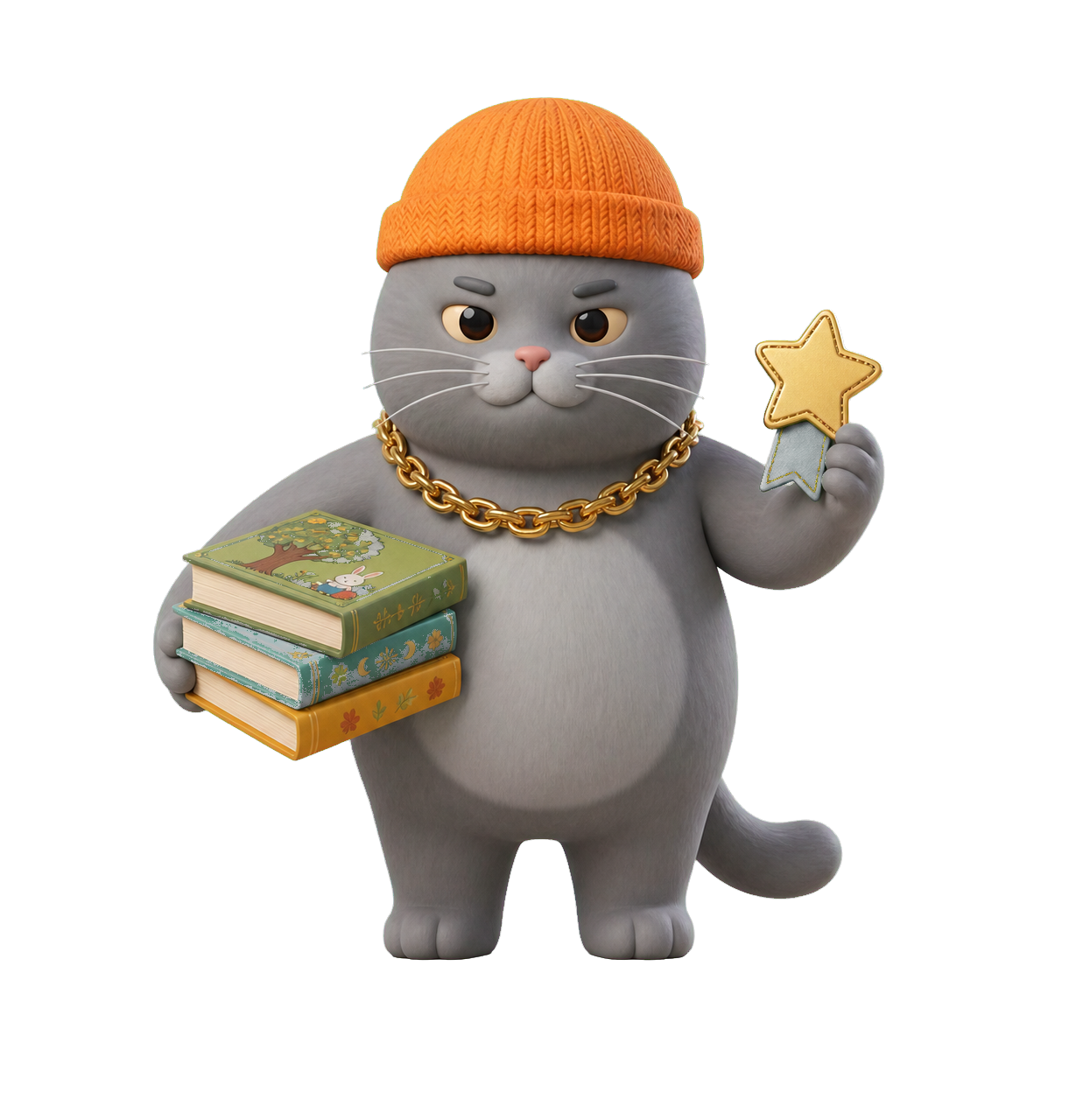 MC BUTTER holding storybooks and a reading reward
